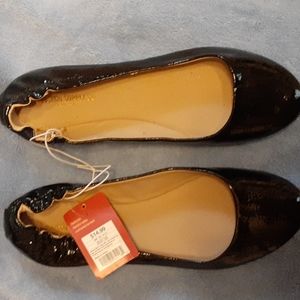 Mossimo, shiny black flats, size 7 1/2
